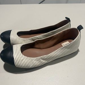Black and white striped ballet flats!